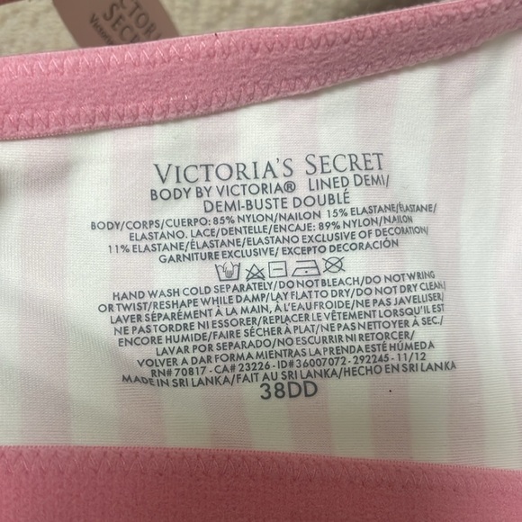 NWT Victoria’s Secret Signature Stripe Demi Buste Double Lined 38DD - Picture 9 of 12